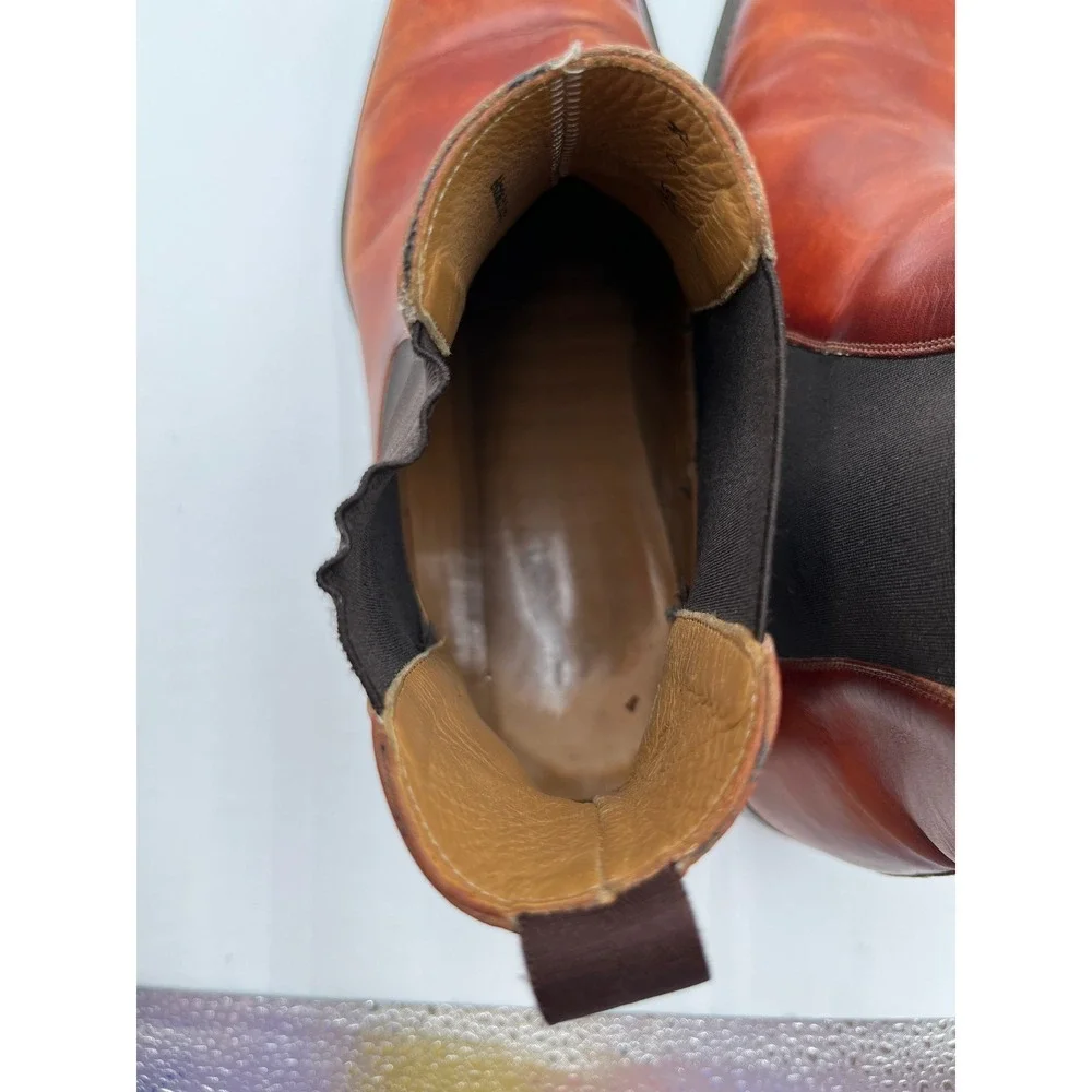 Magnanni Boots Mens 9M Burnished Cognac Leather Square Toe Formal Ankle Chelsea